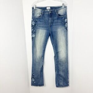 Driftwood Kelly Floral Embroidered Bootcut Jeans Women 32x31 Cowgirl Boho Blue